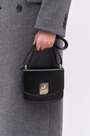 Petit sac carré en cuir lisse - Noir