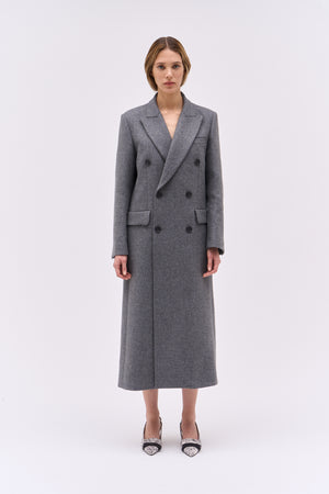 Long unisex wool and cashmere coat