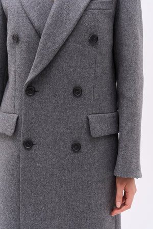 Long unisex wool and cashmere coat