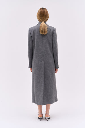 Long unisex wool and cashmere coat