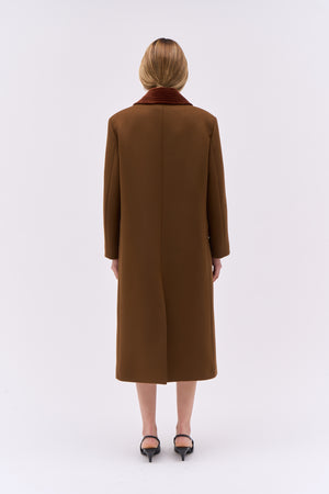 Long oversized coat in wool and cashmere