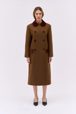 Long oversized coat in wool and cashmere