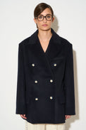 Double-breasted pea coat in wool and cashmere