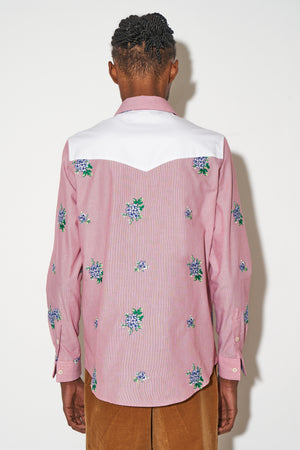 Straight-fit floral cotton poplin shirt 