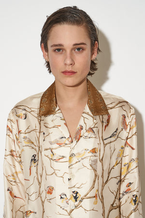 Printed silk twill shirt