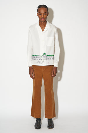 Straight-cut shirt in cotton embroidered with an exclusive design