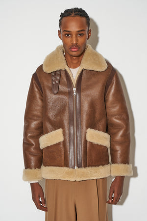 Unisex lambskin bomber style shearling