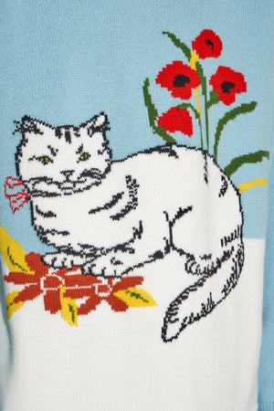 Pull tricoté en laine au motif floral