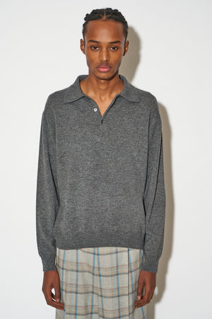 Cashmere and wool knitted polo sweater