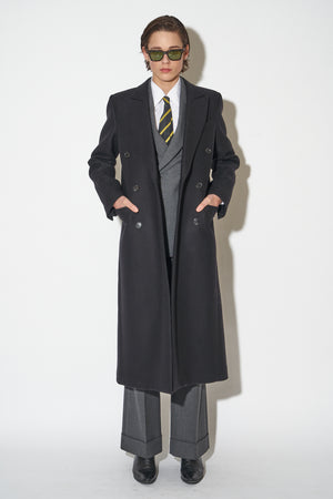 Long, slightly oversized wool and cashmere coat