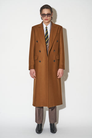 Long, slightly oversized wool and cashmere coat