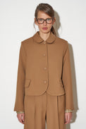 Short trapeze cut jacket in virgin wool gabardine