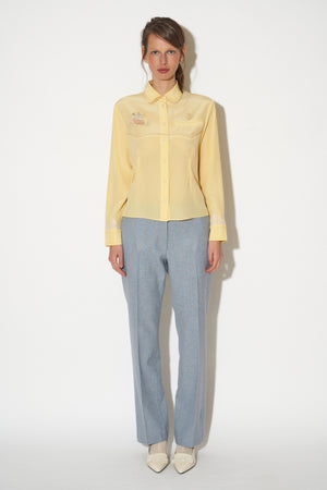 Straight-cut blouse in embroidered crepe de chine