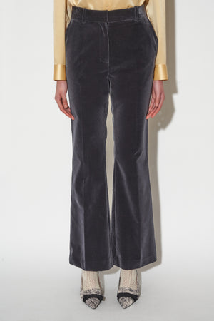 Straight-leg, slightly flared pants in smooth cotton velvet