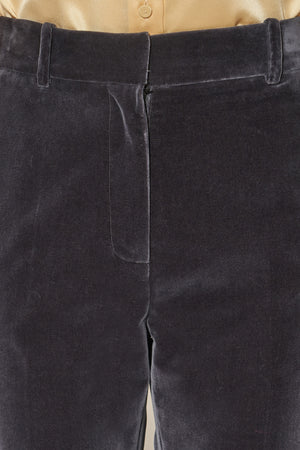 Straight-leg, slightly flared pants in smooth cotton velvet