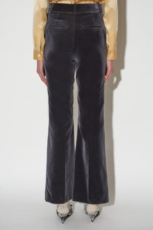 Straight-leg, slightly flared pants in smooth cotton velvet