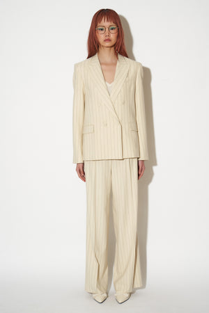 Straight-cut jacket in striped wool twill