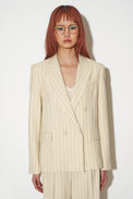 Straight-cut jacket in striped wool twill