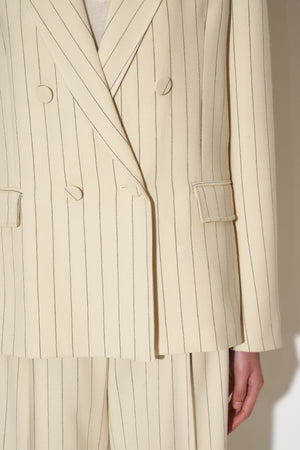 Straight-cut jacket in striped wool twill