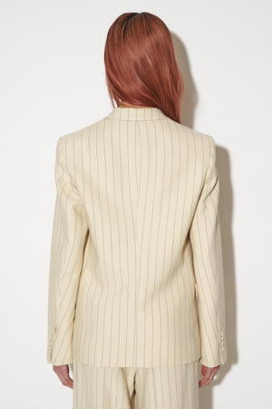 Straight-cut jacket in striped wool twill