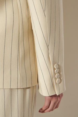 Straight-cut jacket in striped wool twill