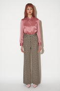 Straight-leg, slightly flared high-waisted pants in jacquard patterned jersey