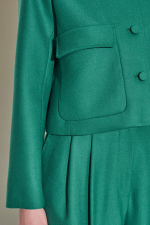 Veste en twill de flanelle en laine vierge detail - Vert