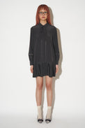 Short blouse dress with pleated silk bottom