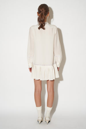 Short blouse dress with pleated silk bottom