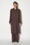 Long coat in virgin wool gabardine