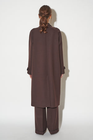 Long coat in virgin wool gabardine