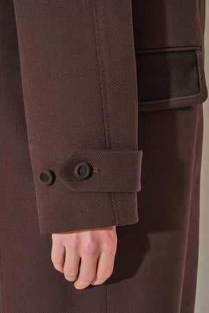 Long coat in virgin wool gabardine