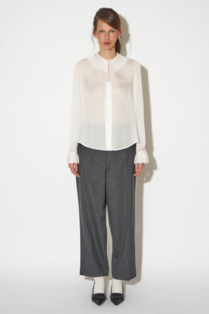 Straight-cut blouse in lightweight silk satin