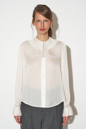 Blouse coupe droite en satin de soie léger