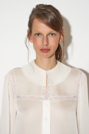 Straight-cut blouse in lightweight silk satin