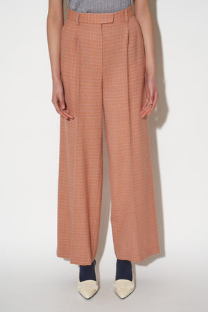 Loose-fitting checked wool pants