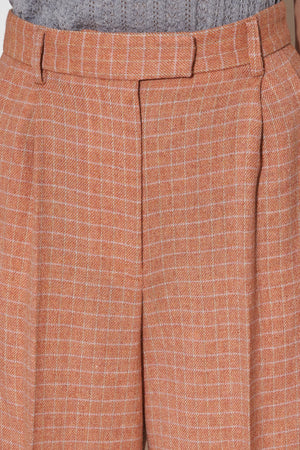 Loose-fitting checked wool pants