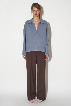 Oversized pullover with long sleeves in cashmere