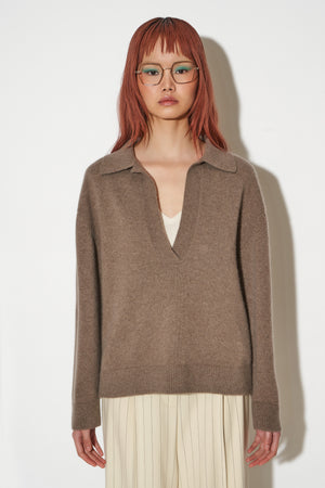 Oversized pullover with long sleeves in cashmere