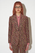 Fitted jacket in smooth velvet with floral print