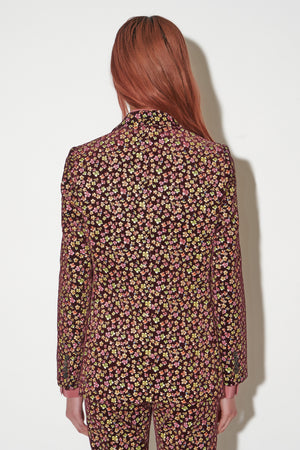 Fitted jacket in smooth velvet with floral print