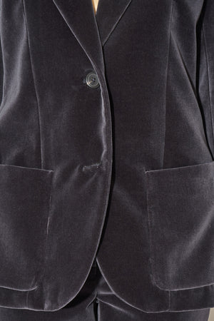 Slim-fit jacket in smooth cotton velvet