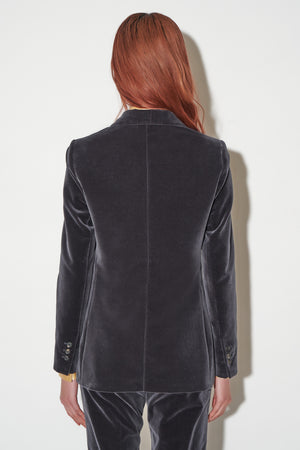 Slim-fit jacket in smooth cotton velvet