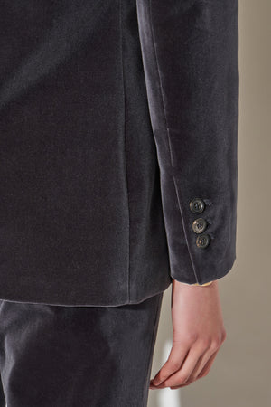 Slim-fit jacket in smooth cotton velvet