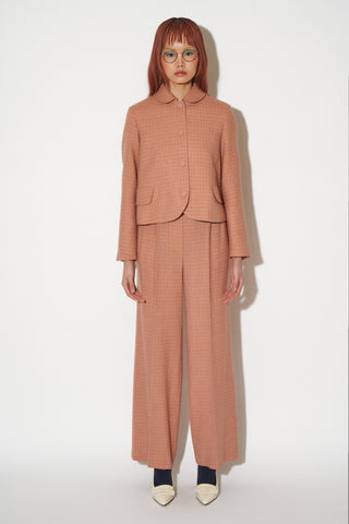 Short-cut plaid wool jacket