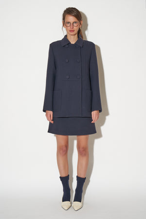 Slightly flared wool crepe coat