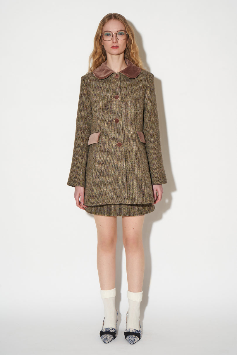 Shetland Harris Tweed handwoven wool tweed coat