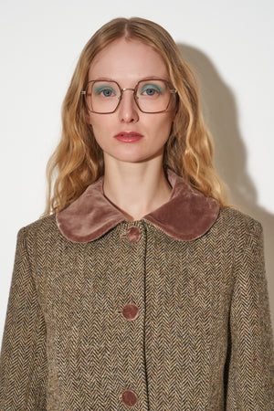 Manteau en tweed de laine Shetland Harris Tweed tissé main