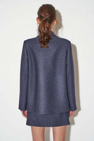 Straight-cut pea jacket with wide wool collar