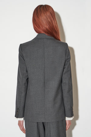 Straight-cut wool twill jacket